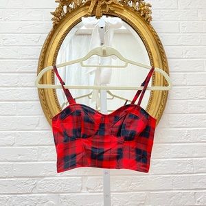 H&M Red Plaid Cropped Bustier